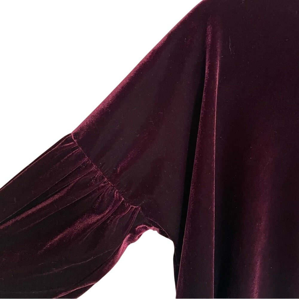 Forever 21 Women's Y2K Velvet Burgundy Top Drop Sleeves‎ Size Medium